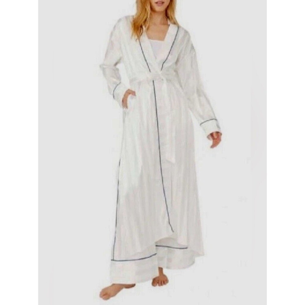 Free People Intimately Satin Pajama Party Robe  Sz XS ivory